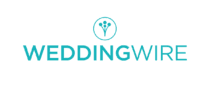 Logo of WeddingWire, featuring the name in teal with a floral icon above.