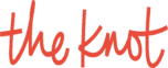 Logo of "the knot" in a handwritten style with an orange color.