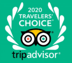 2020 Travelers' Choice award badge from TripAdvisor featuring an owl logo and laurel leaves.