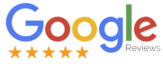 Google Reviews logo featuring five stars, emphasizing user ratings.