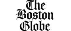 Logo of The Boston Globe in black lettering.