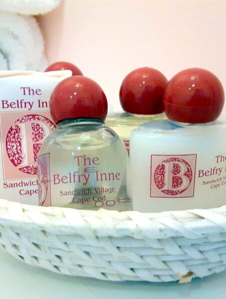 a basket of bath soaps is shown